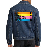 Eat Sleep Repeat Men Denim Jacket | Artistshot