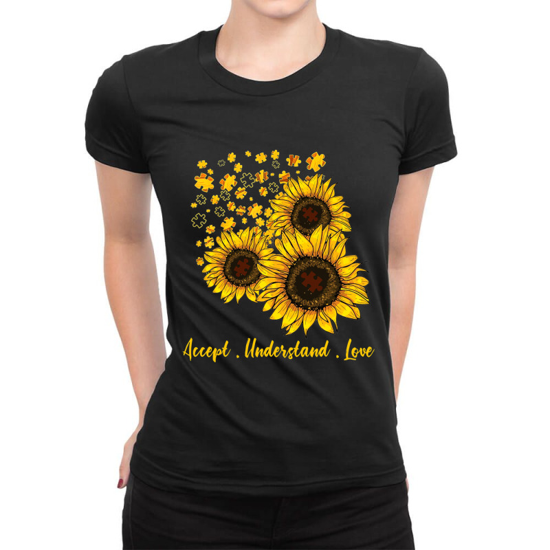 Sunflower Accept Understand Love Autism Awareness Month Ladies Fitted T-Shirt by ErikaYescas | Artistshot