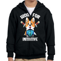 Woof For Initiative Funny Corgi D20 Rpg Tabletop Gamer Dogs T Shirt Youth Zipper Hoodie | Artistshot