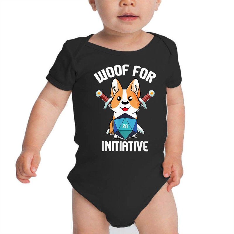 Woof For Initiative Funny Corgi D20 Rpg Tabletop Gamer Dogs T Shirt Baby Bodysuit by haylesfshiltsxd1 | Artistshot