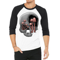 Skull Morel Mushrooms Mycologist Goth Mushroom Art T Shirt 3/4 Sleeve Shirt | Artistshot