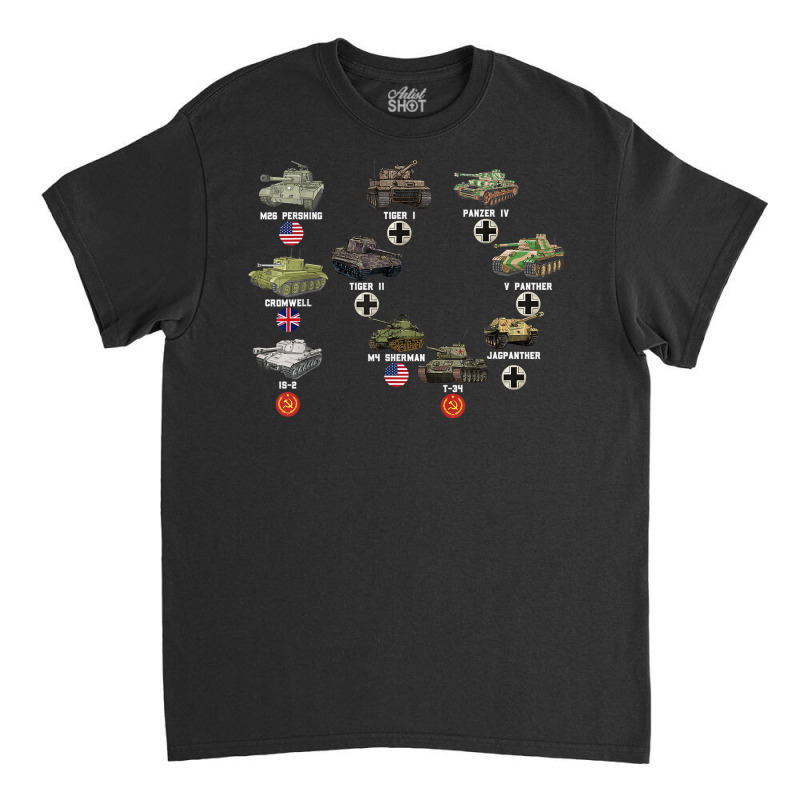 Ww2 Tanks Panzer Iv Tiger Ii T 34 M4 Sherman M26 Military T Shirt Classic T-shirt by haylesfshiltsxd1 | Artistshot