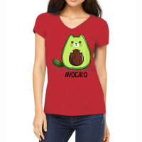 Womens Avocato Cat Funny Avocado Lover Guacamole Fruitarian T Shirt Women's V-neck T-shirt | Artistshot