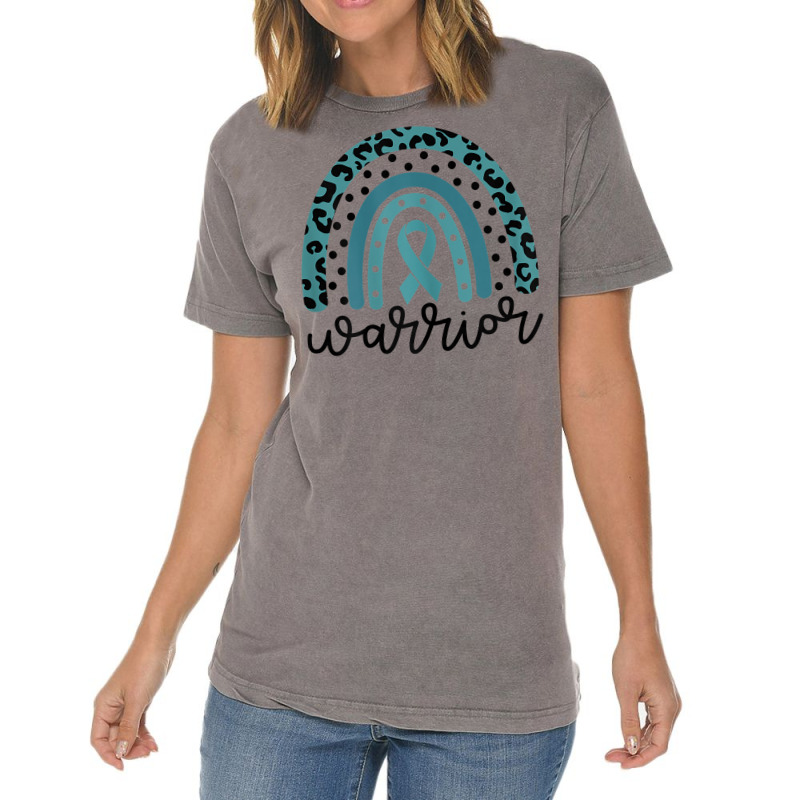 Womens Warrior Cute Teal Rainbow Graphic Ovarian Cancer Awareness T Sh Vintage T-shirt | Artistshot