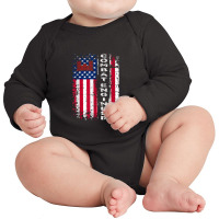 Combat Engineer Distressed American Flag   U.s. Military Long Sleeve Baby Bodysuit | Artistshot