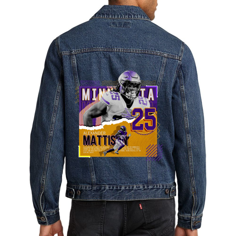 Alexander Mattison Football Paper Poster Vikings Men Denim Jacket | Artistshot