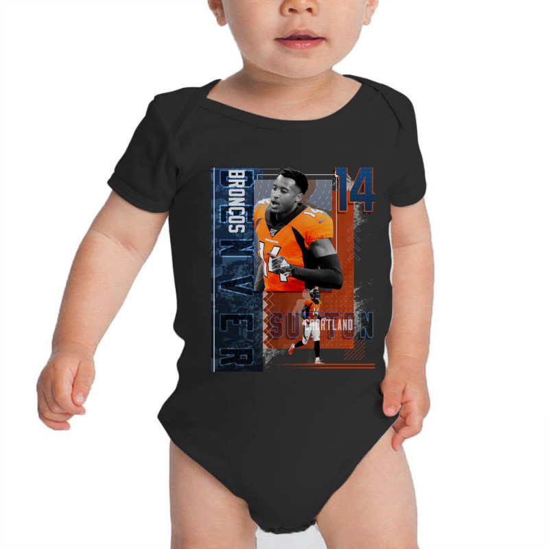 Courtland Sutton Football Paper Poster Broncos 2 Baby Bodysuit | Artistshot