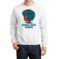 Black Woman Afro African Ovarian Cancer Warrior Teal Gifts T Shirt Crewneck Sweatshirt | Artistshot