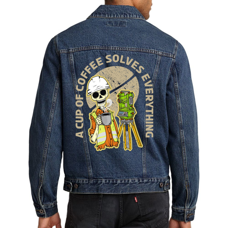 Surveyor And Coffee Men Denim Jacket by azmth | Artistshot