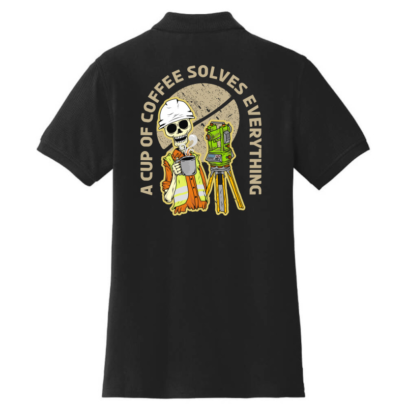 Surveyor And Coffee Ladies Polo Shirt by azmth | Artistshot