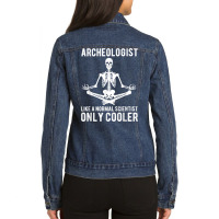 Archeology Skeleton Yoga For Women Men Archeologist T Shirt Ladies Denim Jacket | Artistshot