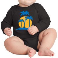 Palm Tree T  Shirt Palm Tree Island With Summer Sun T  Shirt Long Sleeve Baby Bodysuit | Artistshot