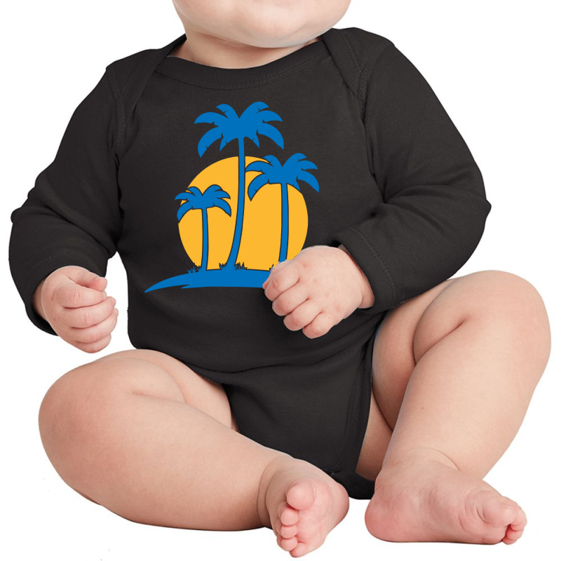 Palm Tree T  Shirt Palm Tree Island With Summer Sun T  Shirt Long Sleeve Baby Bodysuit by lizardgasp | Artistshot