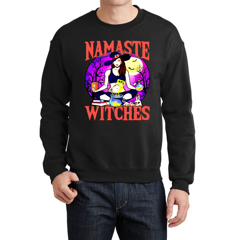 Namaste Witches Funny Pun Peacfeul Halloween Crewneck Sweatshirt | Artistshot