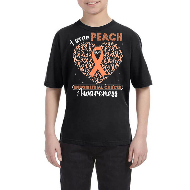 I Wear Peach For Endometrial Cancer Awareness Support Ribbon T Shirt Youth Tee by kewisharemeliadq | Artistshot