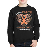 I Wear Peach For Endometrial Cancer Awareness Support Ribbon T Shirt Youth Sweatshirt | Artistshot