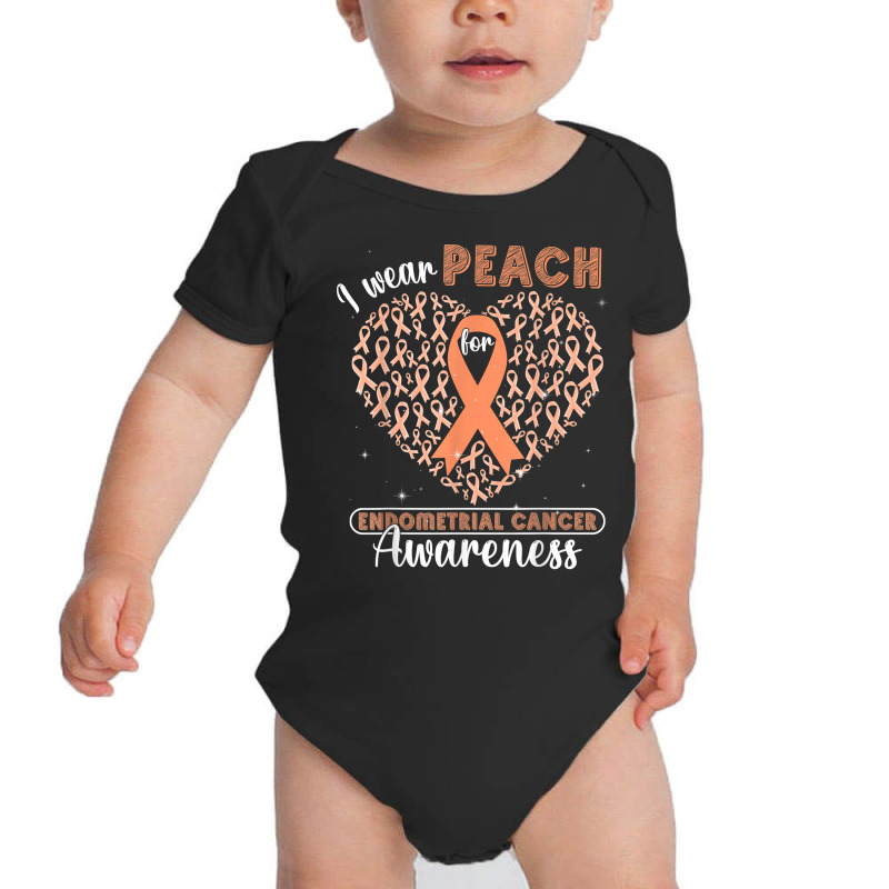 I Wear Peach For Endometrial Cancer Awareness Support Ribbon T Shirt Baby Bodysuit by kewisharemeliadq | Artistshot