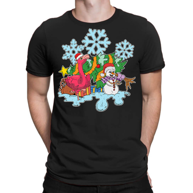 Flamingo Tropical Christmas Zoo Animal Exotic Bird Snowman Snowflake F T-Shirt by permad | Artistshot