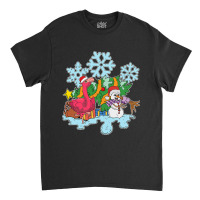 Flamingo Tropical Christmas Zoo Animal Exotic Bird Snowman Snowflake F Classic T-shirt | Artistshot