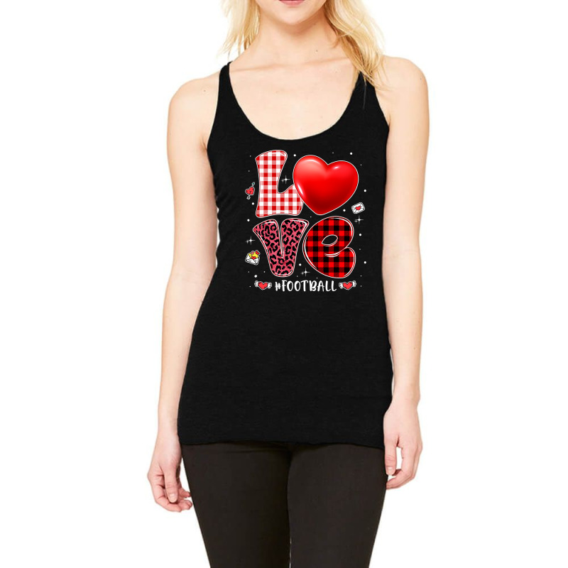 American Football Valentines Hearts Love Football Leopard Buffalo Plai Racerback Tank by permad | Artistshot