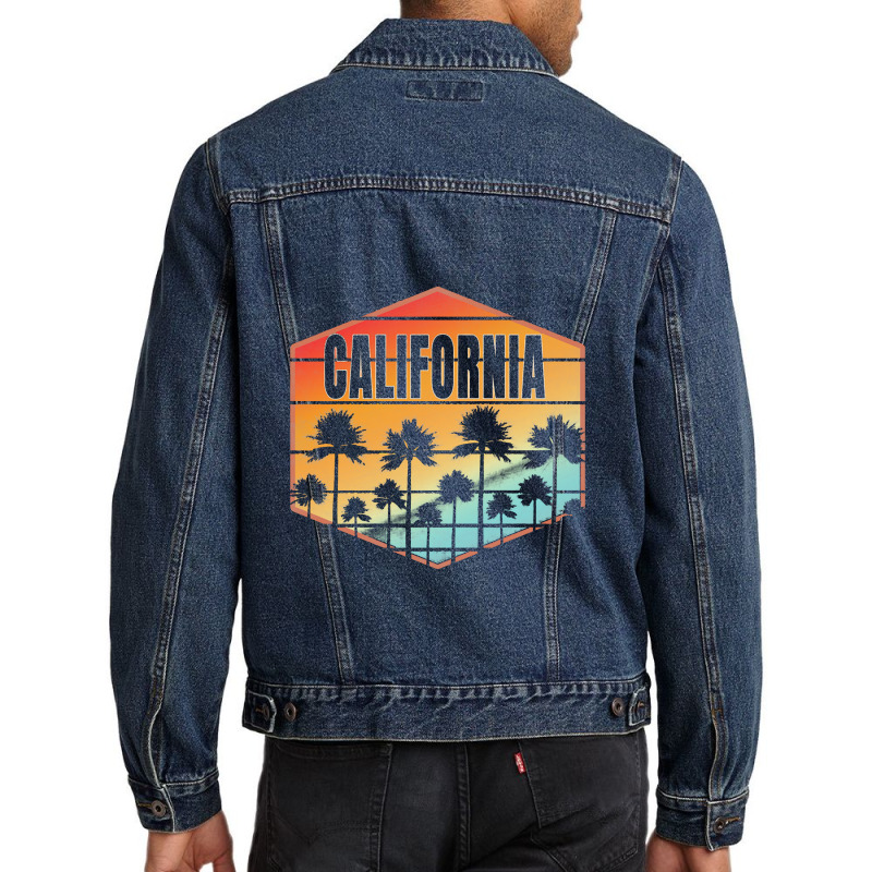 California Sunset Palm Trees Summer Men Denim Jacket | Artistshot