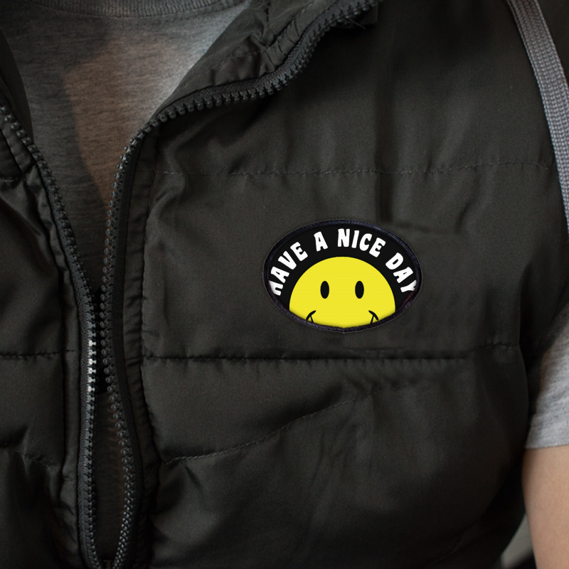 Retro Have A Nice Day Smile Happy Face Oval Patch | Artistshot