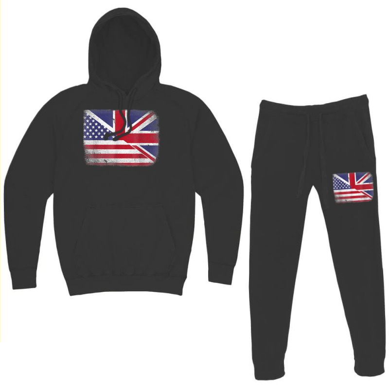 British American Flag Great Britain T Shirt Hoodie & Jogger Set | Artistshot