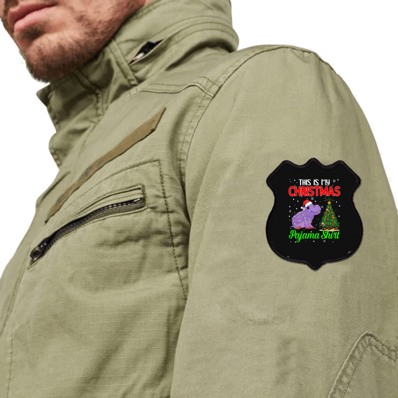 Hippopotamus Funny This Is My Christmas Pajama Hippopotamus Xmas Light Shield Patch | Artistshot