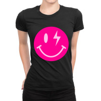 Lightning Bolt Smiley Face Ladies Fitted T-shirt | Artistshot