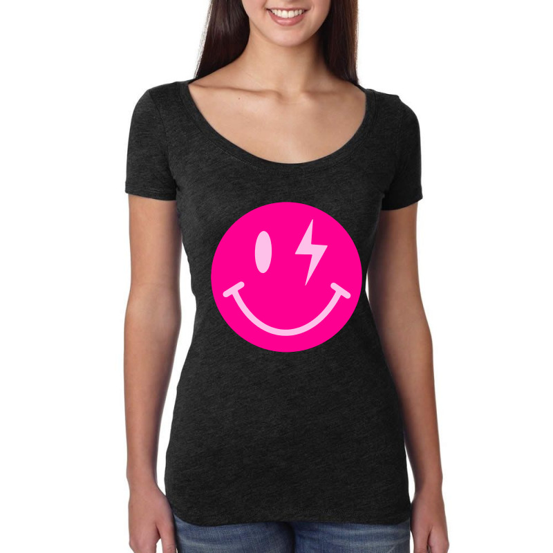 Lightning Bolt Smiley Face Women's Triblend Scoop T-shirt by ardylanda | Artistshot