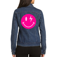 Lightning Bolt Smiley Face Ladies Denim Jacket | Artistshot