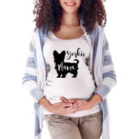 Yorkie Mama Profile Yorkshire Terrier Fun Dog Mom Gift T Shirt Maternity Scoop Neck T-shirt | Artistshot