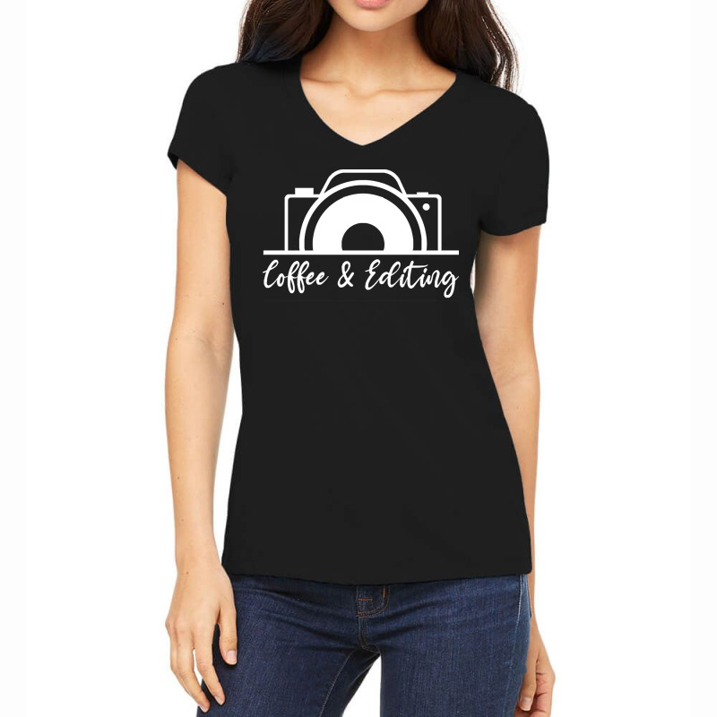 Photography T  Shirt Photographer Coffee & Editing  Photography Lover Women's V-Neck T-Shirt by lizardgasp | Artistshot