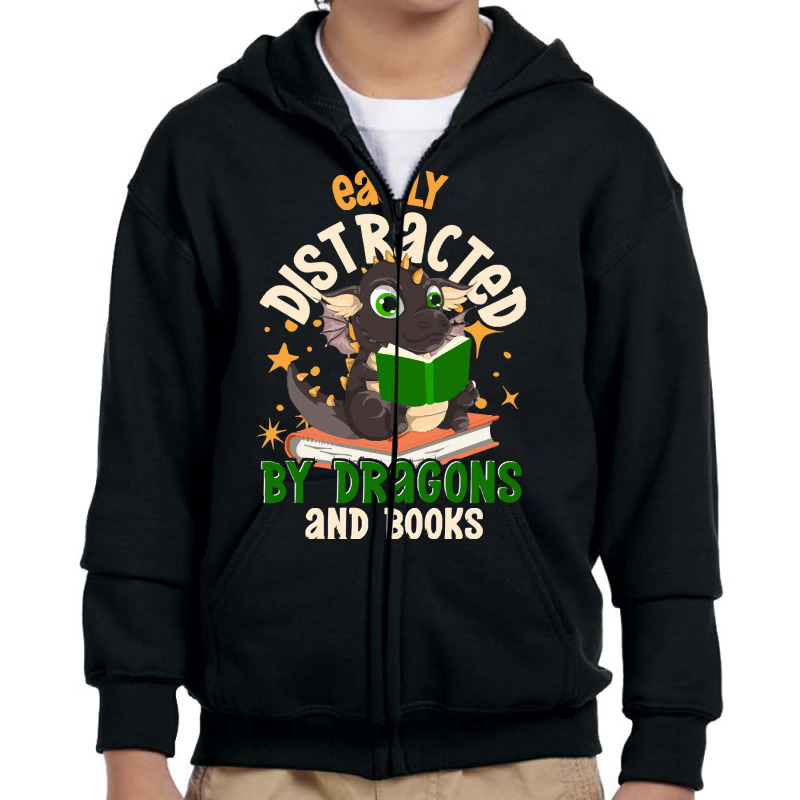 Book Dragon T  Shirt Magical Animal Funny Book Lover Reader Cute Book Youth Zipper Hoodie by jaylinconsidine282 | Artistshot