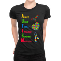 Autism Awareness Autism Acronym And Puzzle Piece Ladies Fitted T-shirt | Artistshot