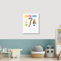 Kids Awesome 7 Year Old Building Blocks Bricks 7th Birthday Boy T Shir Portrait Canvas Print | Artistshot