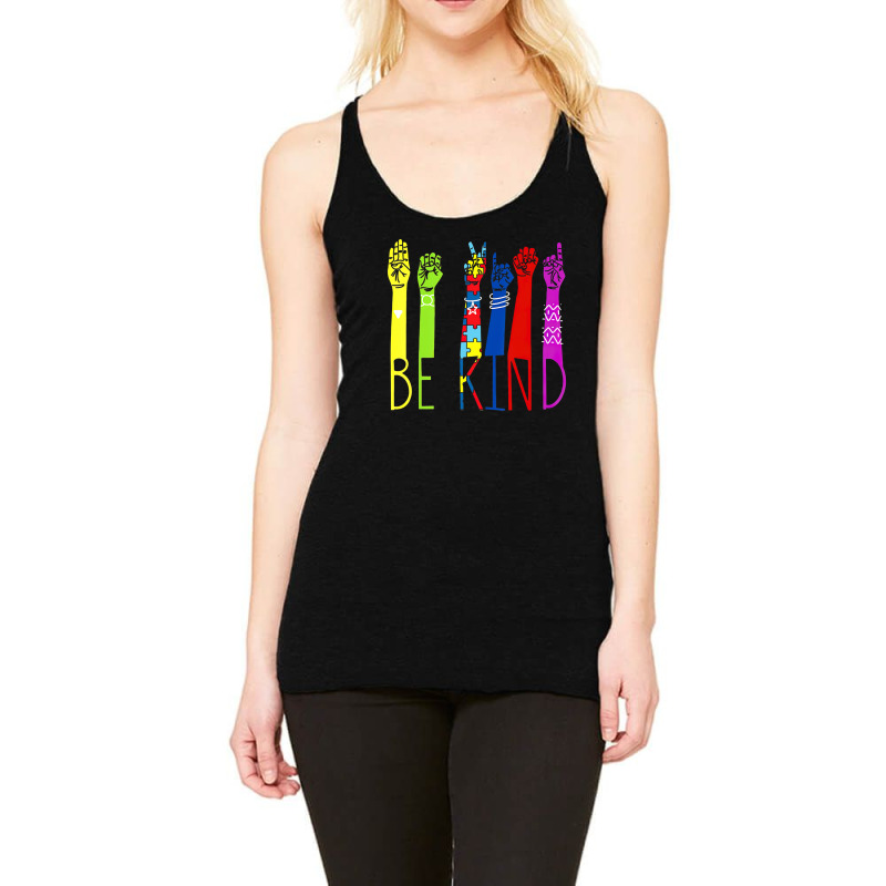 Autism Awareness Be Kind Sign Language Hand Talking Teachers Racerback Tank by LindsayYuh | Artistshot