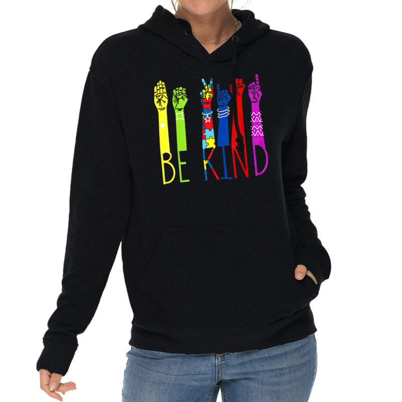 Autism Awareness Be Kind Sign Language Hand Talking Teachers Lightweight Hoodie by LindsayYuh | Artistshot