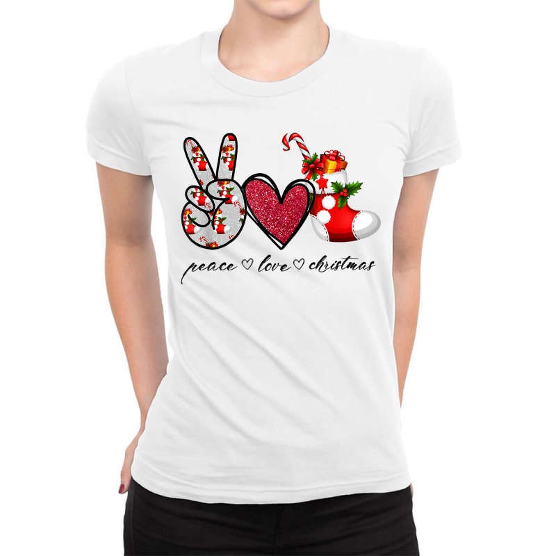 Peace Love Christmas Tis The Season Christmas Family Pajamas T Shirt Ladies Fitted T-Shirt by haylesfshiltsxd1 | Artistshot