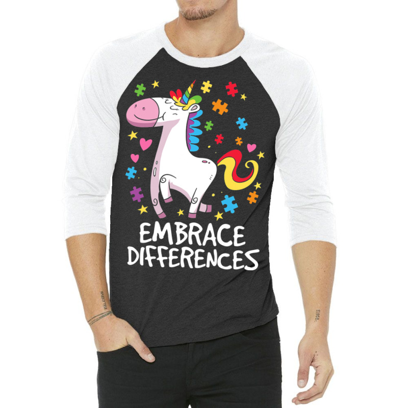 Embrace Different Unicorn Autism Awareness Day 3/4 Sleeve Shirt | Artistshot