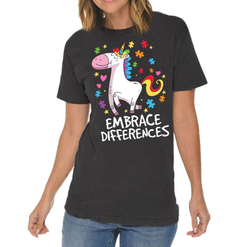 Embrace Different Unicorn Autism Awareness Day Vintage T-shirt | Artistshot