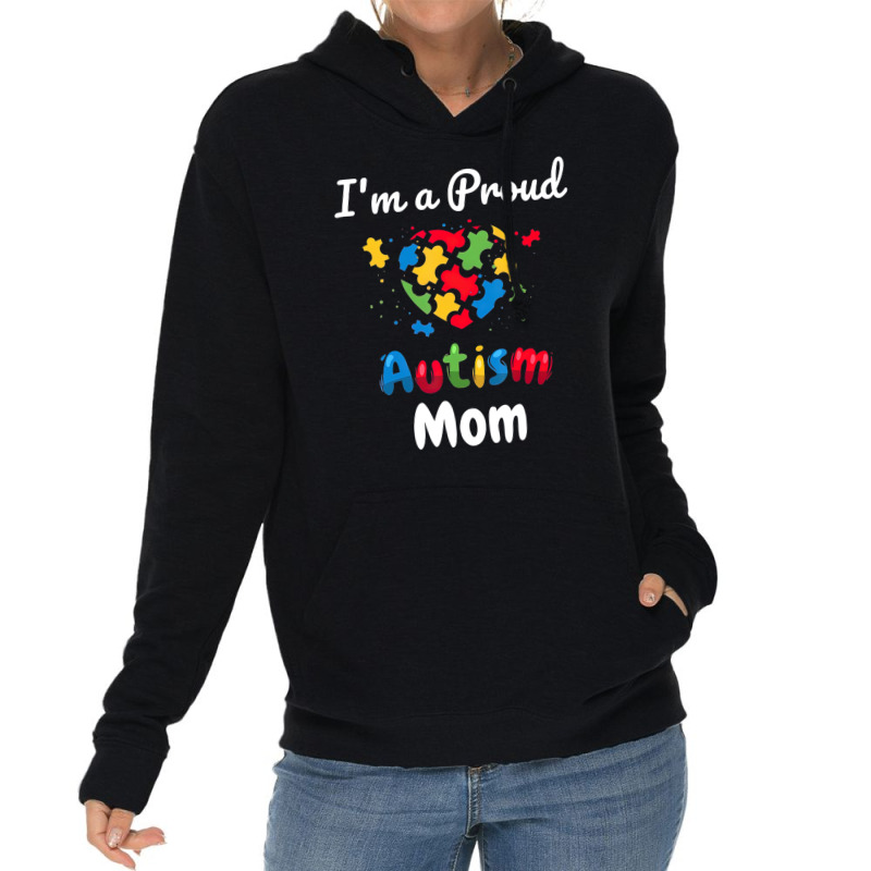 Im A Proud Autism Mom Heart Lightweight Hoodie | Artistshot