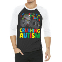 Monster Truck Crushing Austim Autism Awareness 3/4 Sleeve Shirt | Artistshot