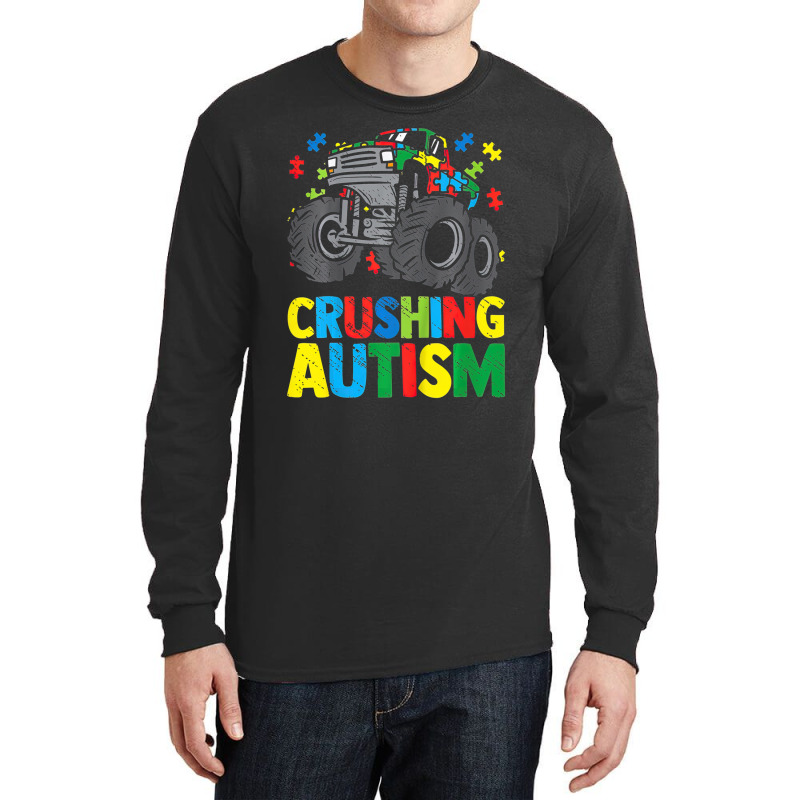 Monster Truck Crushing Austim Autism Awareness Long Sleeve Shirts by LeiThompson | Artistshot