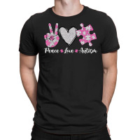 Peace Love Autism Autism Awareness Month Puzzle Heart Love T-shirt | Artistshot