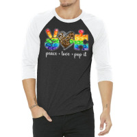 Peace Love Pop It Puzzle Autism Awareness 3/4 Sleeve Shirt | Artistshot