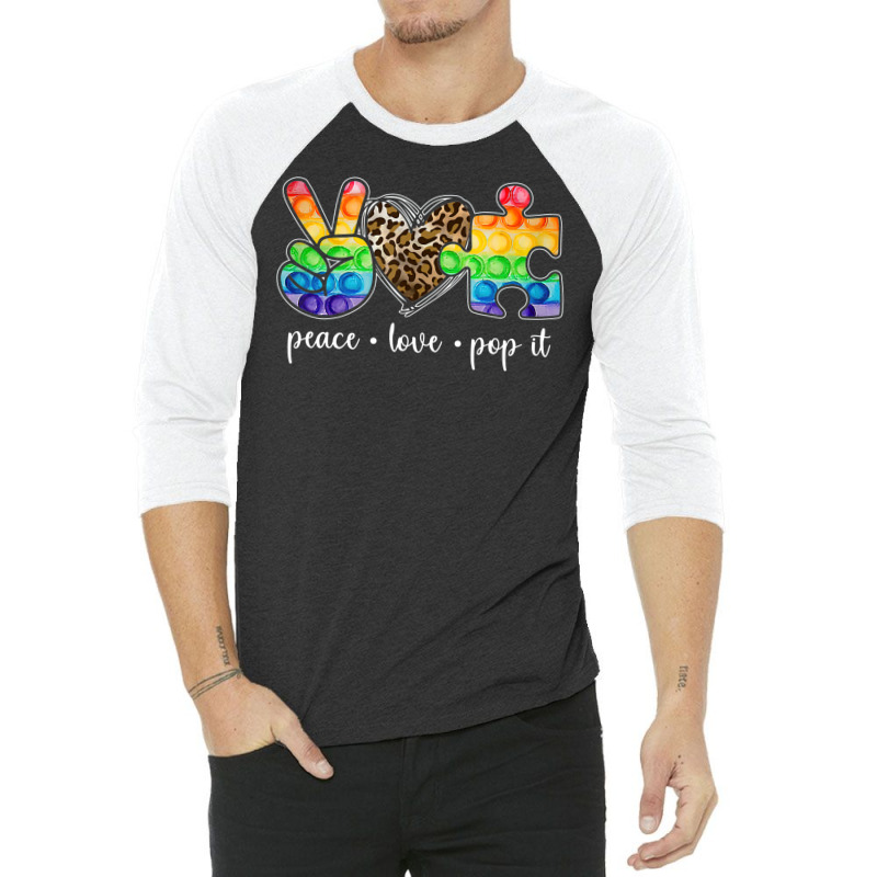 Peace Love Pop It Puzzle Autism Awareness 3/4 Sleeve Shirt by LeiThompson | Artistshot