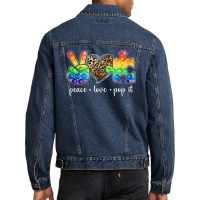 Peace Love Pop It Puzzle Autism Awareness Men Denim Jacket | Artistshot