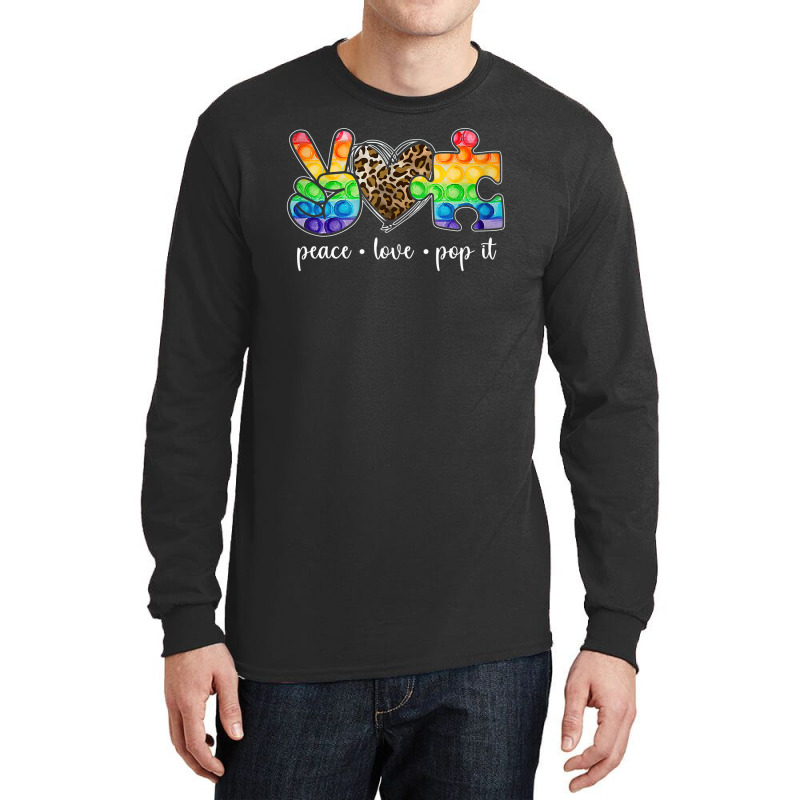 Peace Love Pop It Puzzle Autism Awareness Long Sleeve Shirts by LeiThompson | Artistshot