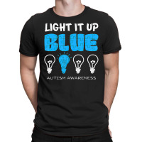 Light It Up Blue Autism Awareness Ribbon Puzzle Pieces T-shirt | Artistshot